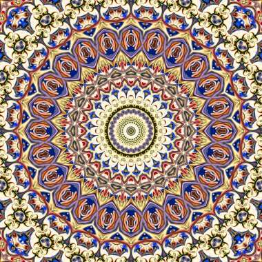 Renkli dijital sanat, oryantal model, geometrik doku, mistik motifi, arka plan, fantastik tasarım. 