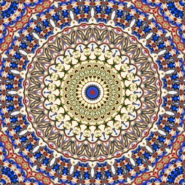 Renkli dijital sanat, oryantal model, geometrik doku, mistik motifi, arka plan, fantastik tasarım. 