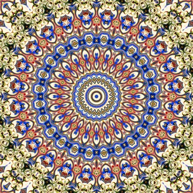 Renkli dijital sanat, oryantal model, geometrik doku, mistik motifi, arka plan, fantastik tasarım. 