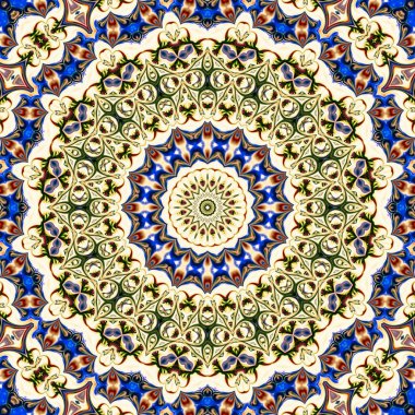 Renkli dijital sanat, oryantal model, geometrik doku, mistik motifi, arka plan, fantastik tasarım. 