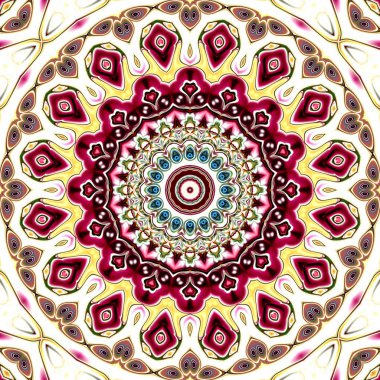 Renkli dijital sanat, oryantal model, geometrik doku, mistik motifi, arka plan, fantastik tasarım. 