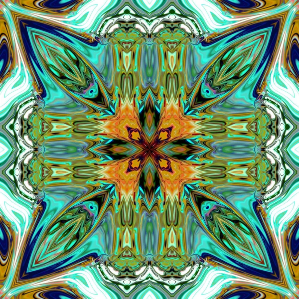 Colorful Digital Art Oriental Pattern Geometric Texture Mystical Motif Abstract — Stock Photo, Image