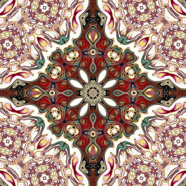 Renkli dijital sanat, oryantal model, geometrik doku, mistik motifi, arka plan, fantastik tasarım. 