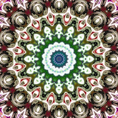 Renkli dijital sanat, oryantal model, geometrik doku, mistik motifi, arka plan, fantastik tasarım. 