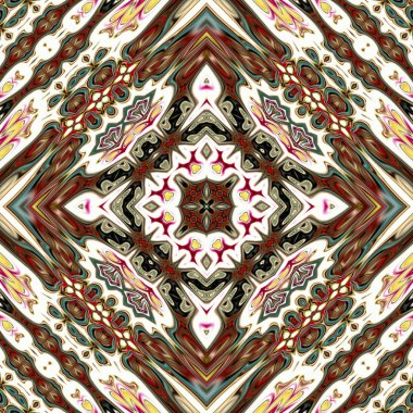 Renkli dijital sanat, oryantal model, geometrik doku, mistik motifi, arka plan, fantastik tasarım. 