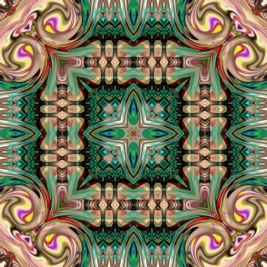 Renkli dijital sanat, oryantal model, geometrik doku, mistik motifi, arka plan, fantastik tasarım. 