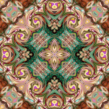 Renkli dijital sanat, oryantal model, geometrik doku, mistik motifi, arka plan, fantastik tasarım. 