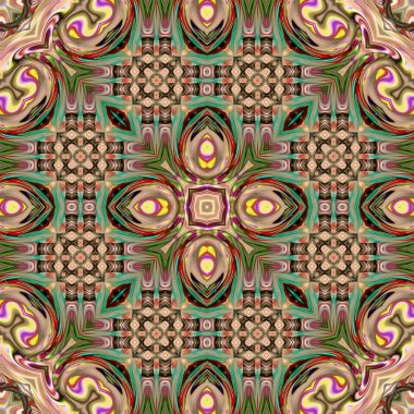 Renkli dijital sanat, oryantal model, geometrik doku, mistik motifi, arka plan, fantastik tasarım. 