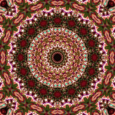 Renkli dijital sanat, oryantal model, geometrik doku, mistik motifi, arka plan, fantastik tasarım. 