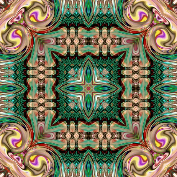 Renkli dijital sanat, oryantal model, geometrik doku, mistik motifi, arka plan, fantastik tasarım. 