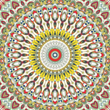 Renkli dijital sanat, oryantal model, geometrik doku, mistik motifi, arka plan, fantastik tasarım. 