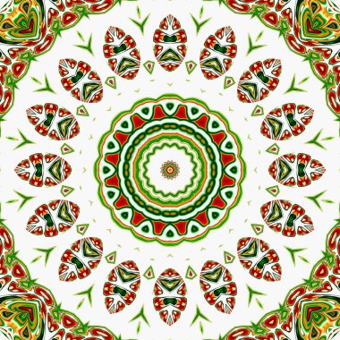 Renkli dijital sanat, oryantal model, geometrik doku, mistik motifi, arka plan, fantastik tasarım. 