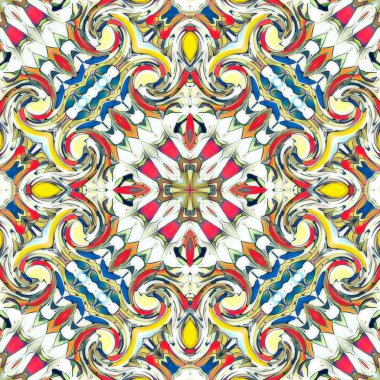 Renkli dijital sanat, oryantal model, geometrik doku, mistik motifi, arka plan, fantastik tasarım. 