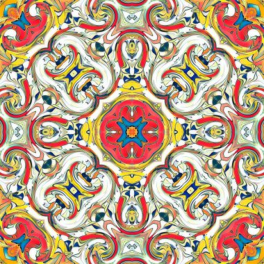 Renkli dijital sanat, oryantal model, geometrik doku, mistik motifi, arka plan, fantastik tasarım. 