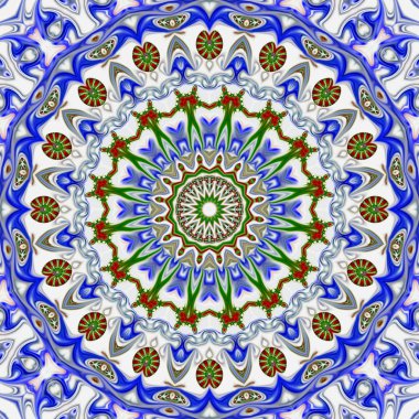 Renkli dijital sanat, oryantal model, geometrik doku, mistik motifi, arka plan, fantastik tasarım. 