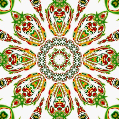 Renkli dijital sanat, oryantal model, geometrik doku, mistik motifi, arka plan, fantastik tasarım. 