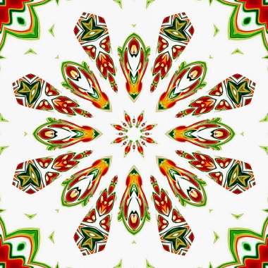 Renkli dijital sanat, oryantal model, geometrik doku, mistik motifi, arka plan, fantastik tasarım. 