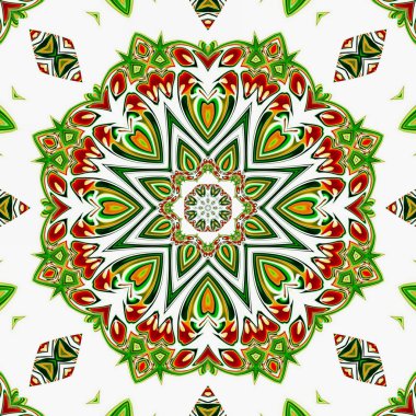 Renkli dijital sanat, oryantal model, geometrik doku, mistik motifi, arka plan, fantastik tasarım. 