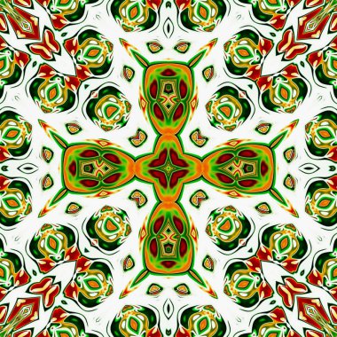 Renkli dijital sanat, oryantal model, geometrik doku, mistik motifi, arka plan, fantastik tasarım. 