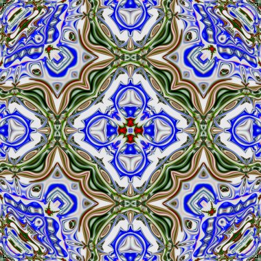 Renkli dijital sanat, oryantal model, geometrik doku, mistik motifi, arka plan, fantastik tasarım. 