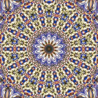 Renkli dijital sanat, oryantal model, geometrik doku, mistik motifi, arka plan, fantastik tasarım. 