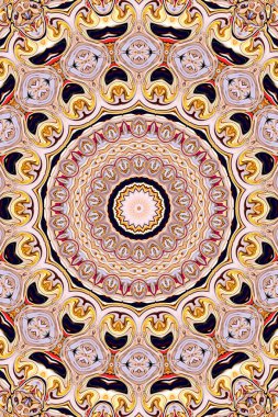 Renkli dijital sanat, oryantal model, geometrik doku, mistik motifi, arka plan, fantastik tasarım. 