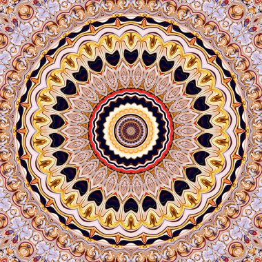 Renkli dijital sanat, oryantal model, geometrik doku, mistik motifi, arka plan, fantastik tasarım. 