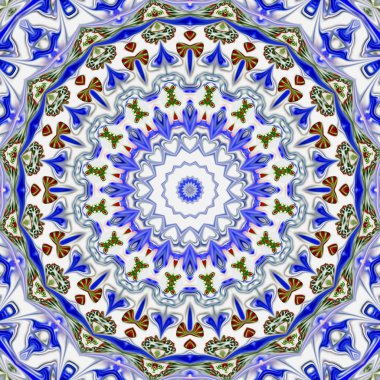 Renkli dijital sanat, oryantal model, geometrik doku, mistik motifi, arka plan, fantastik tasarım. 