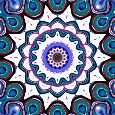 Renkli dijital sanat, oryantal model, geometrik doku, mistik motifi, arka plan, fantastik tasarım. vektör çizim