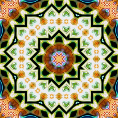 Renkli dijital sanat, oryantal model, geometrik doku, arka plan