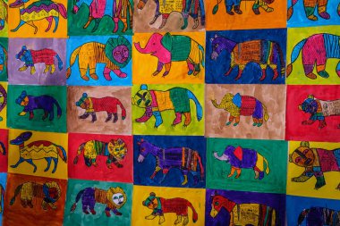 Floresan boyalar bilinmeyen hayvan dikdörtgen pullar kümesi. Fantastik çocuk.