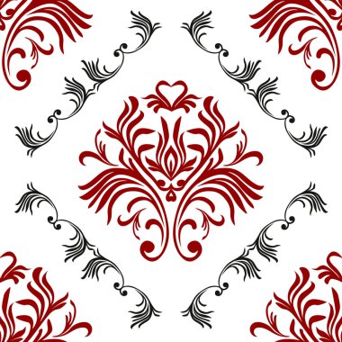 Vintage seamless modeli. Çiçek süslü duvar kağıdı. Damasko vektör arka plan dekoratif süsler ve çiçeklerle barok tarzı. Lüks sonsuz doku.