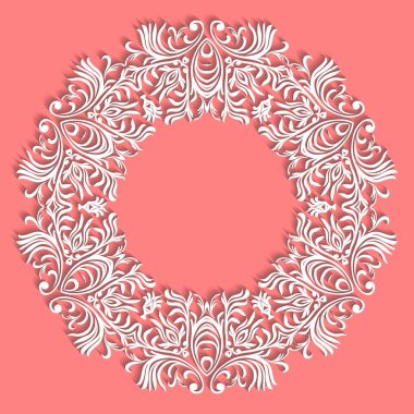 Kağıt dantel bardak altlığı peçete, dekoratif kar tanesi, mandala, süsleme yuvarlak, eps8 vektör