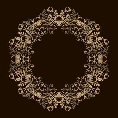 Arka plan ile altın süs mandala. Düğün davetiyesi, kitap kapağı veya el ilanı için. Yuvarlak tasarım öğesi. Duvar kağıdı, arka plan, yüzey dokusu için kullanılabilir