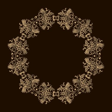 Tasarım şablonu için dekoratif çizgi sanat çerçeveleri. Doğu tarzında tasarım için zarif unsur, metin için yer. Altın çizgili çiçek sınırı. Davetiyeler ve tebrik kartları için dantelli illüstrasyon