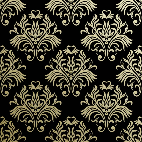 Retro Vzor Bezešvé Květinové Ornamenty Tapety Damaškové Temné Vektorové Pozadí — Stockový vektor