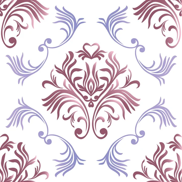 Vintage Nahtlose Muster Blumenschmuck Tapete Vektor Damast Hintergrund Mit Dekorativen — Stockvektor