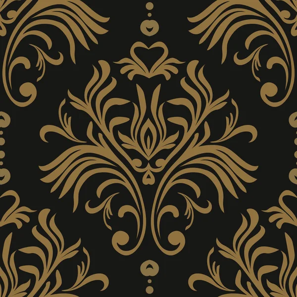 Retro Vzor Bezešvé Květinové Ornamenty Tapety Damaškové Temné Vektorové Pozadí — Stockový vektor