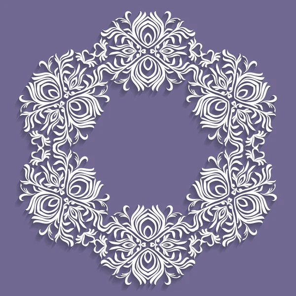 Encaje Tapete Papel Copo Nieve Decorativo Mandala Ornamento Redondo Elemento — Vector de stock