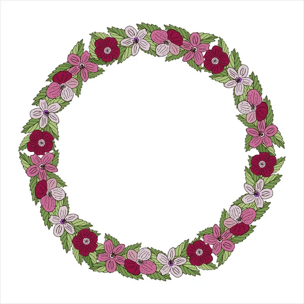 Marco vectorial vintage con flores de verano. Corona de flores para un hermoso diseño . — Vector de stock