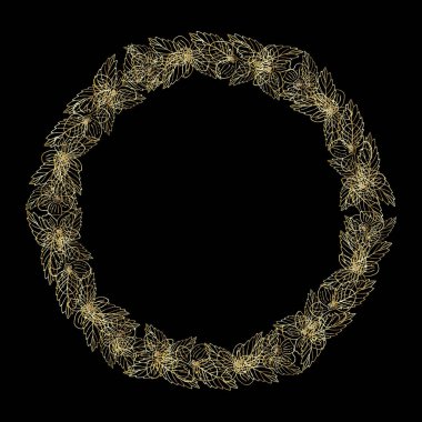 Altın fover çelenk, tebrik kartı, düğün, doğum günü ve diğer tatil ve yaz arka plan için davet kartı olarak kullanılabilir