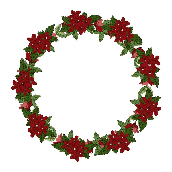 Flower wreath isolated on white background. Round frame for your design, greeting cards, wedding announcements, posters. — Stock Vector