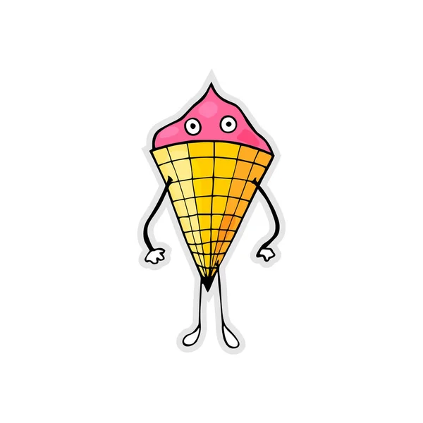卡通冰淇淋在白色背景下分离 卡通冰淇淋的矢量图解 — 图库矢量图片
