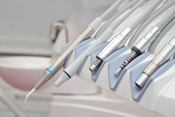 Stomatological equipment in the dentists clinic. Tips for dental equipment, turbine tips — Stock Photo, Image