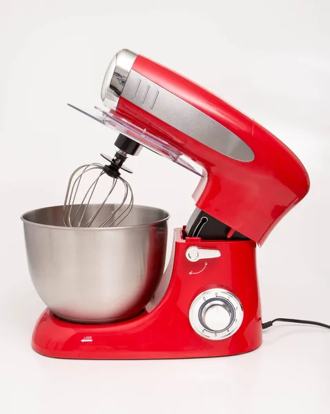 Red Stand or kitchen Mixer With Clipping Path Isolated On White Background