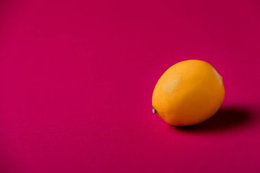 Pembe arka plan üzerinde sarı limon.
