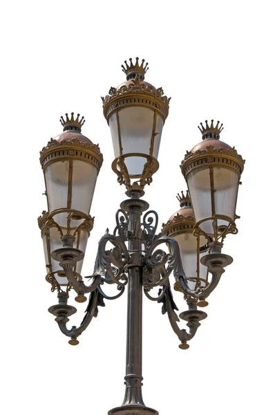 Stare Lampy Uliczne Białym Tle — Zdjęcie stockowe
