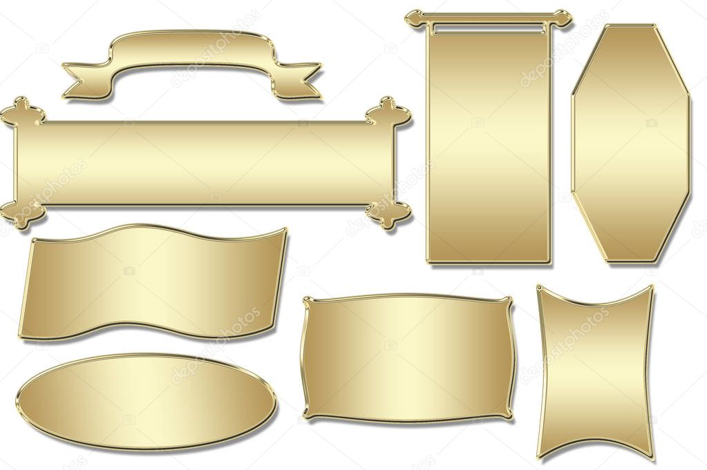 collection golden banners on a white background