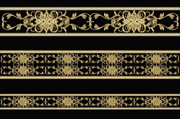 Gold Pattern Black Background — Stock Photo, Image