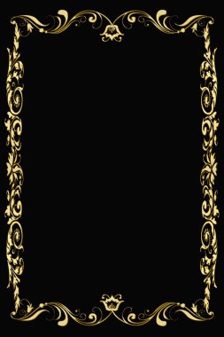 siyah arka plan üzerinde vintage çiçek çerçeve